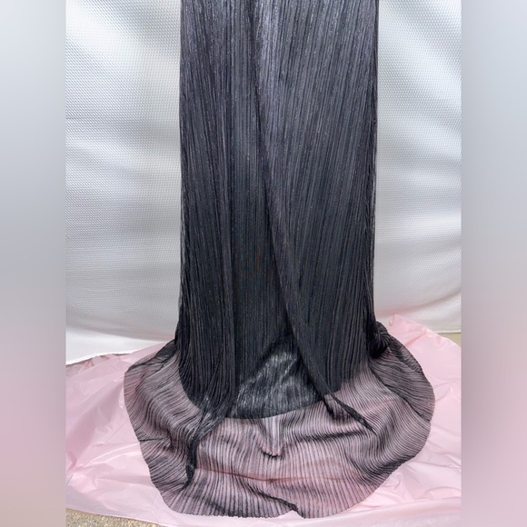 Embrace Los Angeles Maxi Slip Dress Sz Small Black Metallic Stripe Gown - Picture 5 of 15